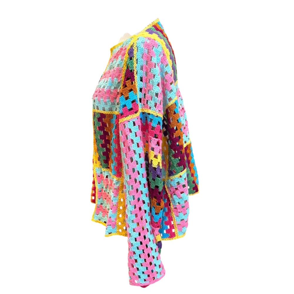 Pol Julia Crochet Patchwork Cardigan Sweater Os C… - image 6